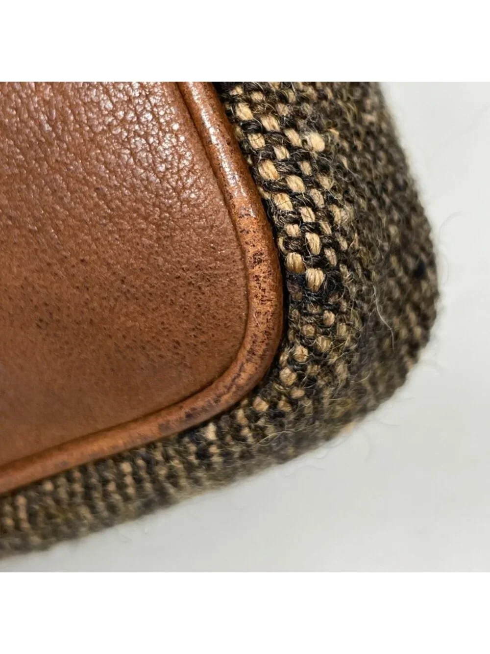 Prada Handbag 2-Way Rhinestone Fabric Brown